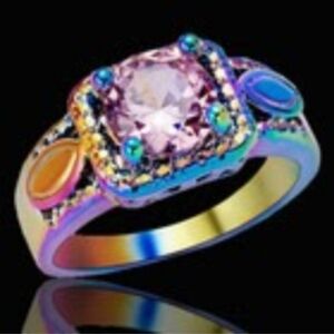 New Pink Sapphire Rainbow Hematite Ring.